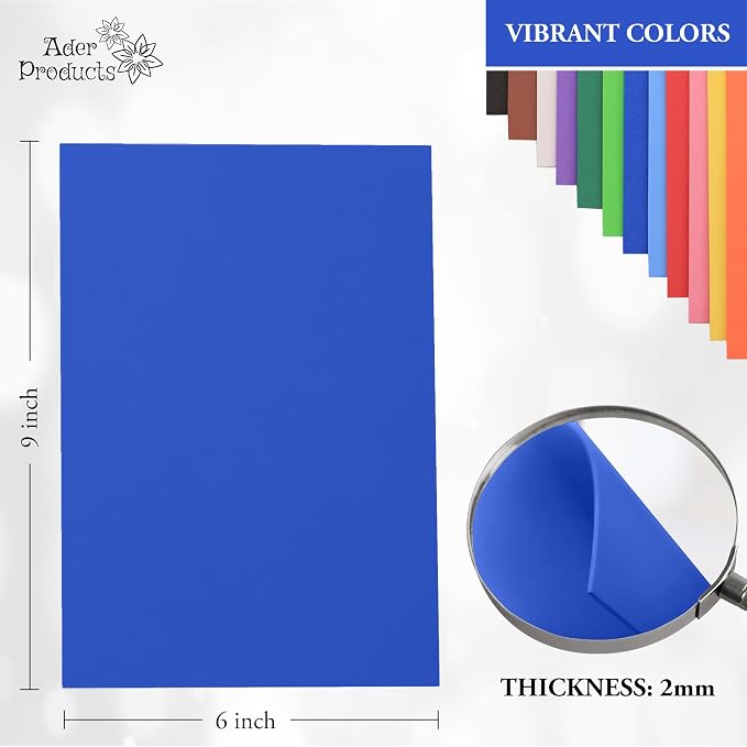 Blue Eva Foam Sheets, 2mm Thick, 6 x 9 Inch, Handicraft Foam Paper
