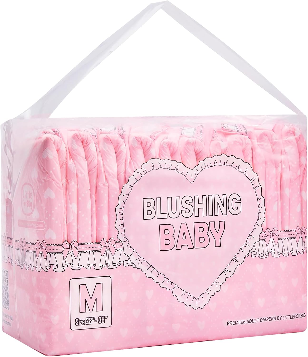 Littleforbig Printed Adult Brief Diapers 10 Pieces - Blushing Baby Pale Pink (Medium 28"-38")