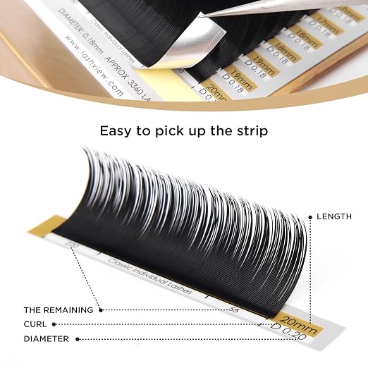 LASHVIEW Silk Mink Fake Eyelash Extensions 0.20 Thickness C Curl Mixed Tray