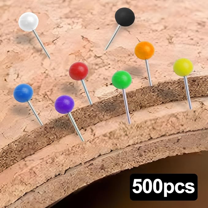 Orange Map Pins, 1/8 Inch, Round Ball Head | Map Tacks, Push Pins