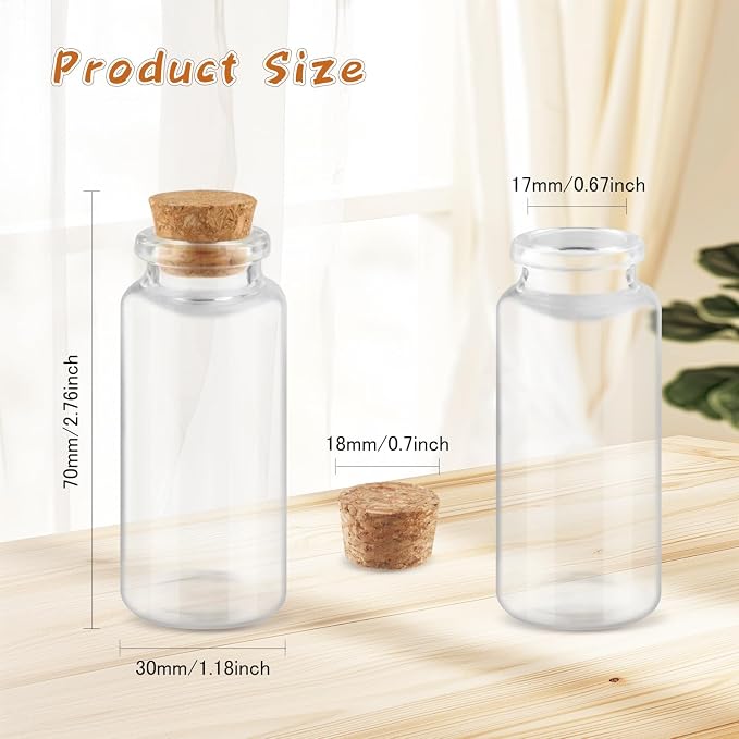 24 Pcs 30ml/1oz Glass Bottles Transparent Mini Glass Vials Empty Sample