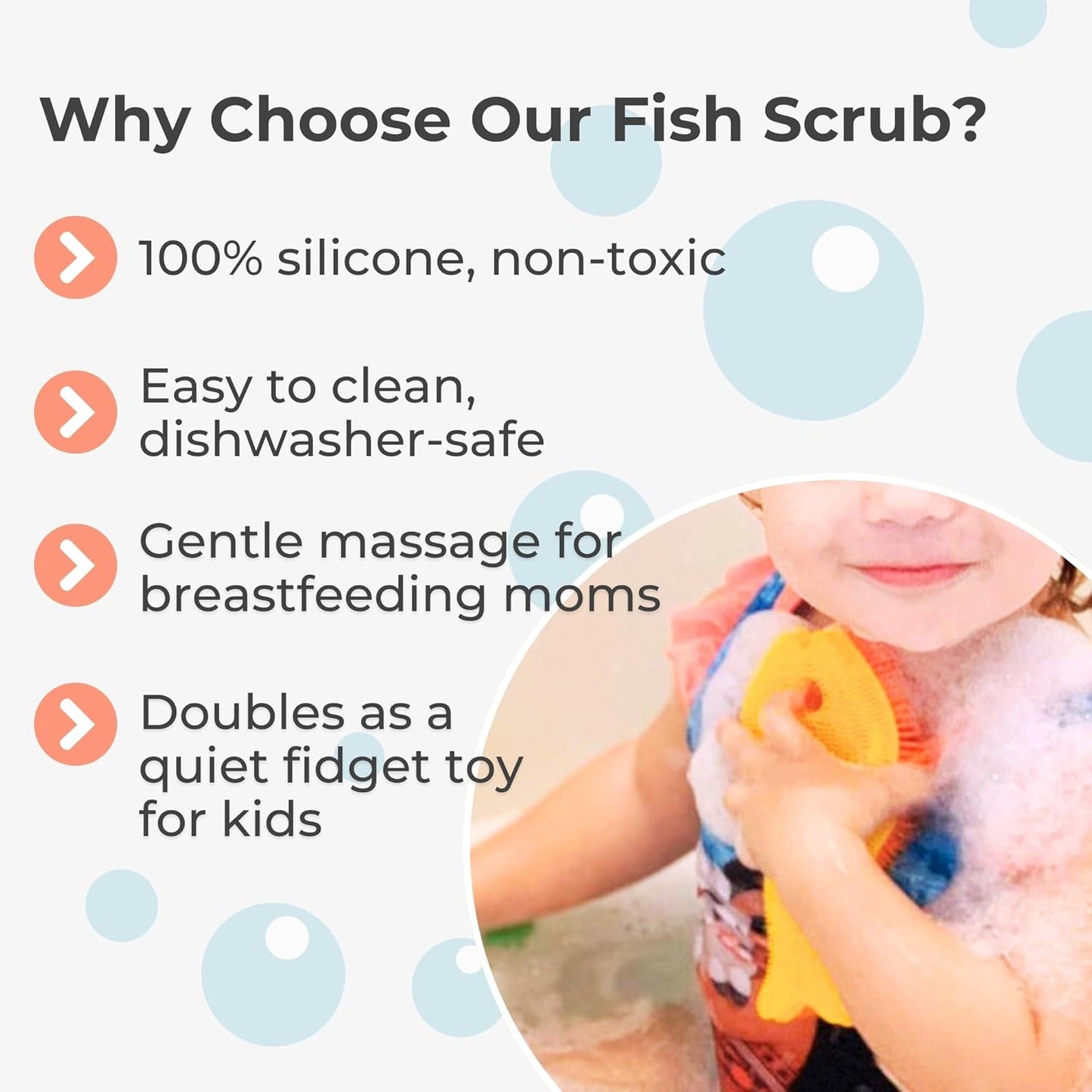Innobaby Bathin' Smart Silicone Sensory Fish Bath Scrub for Babies and Toddlers - Pink
