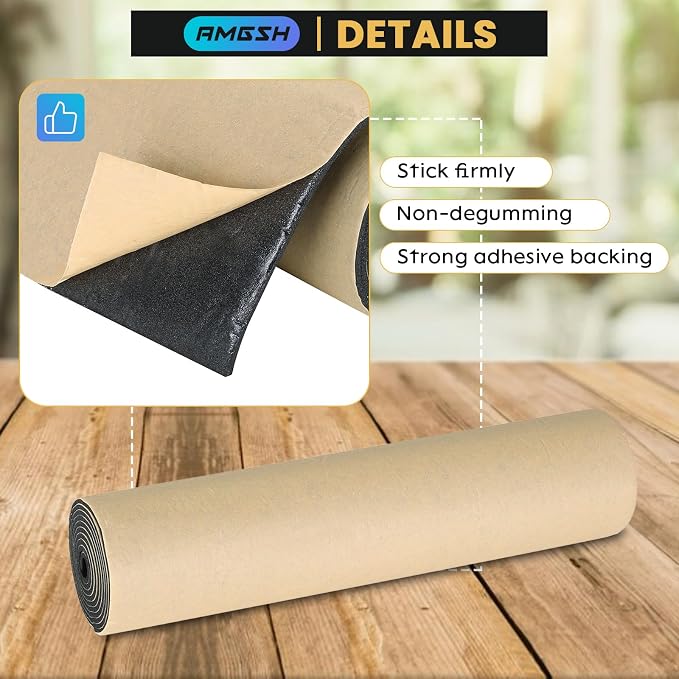 Sponge Neoprene with Adhesive Foam Rubber Sheet 1/8” Thick X 12” Wide X 54” Long