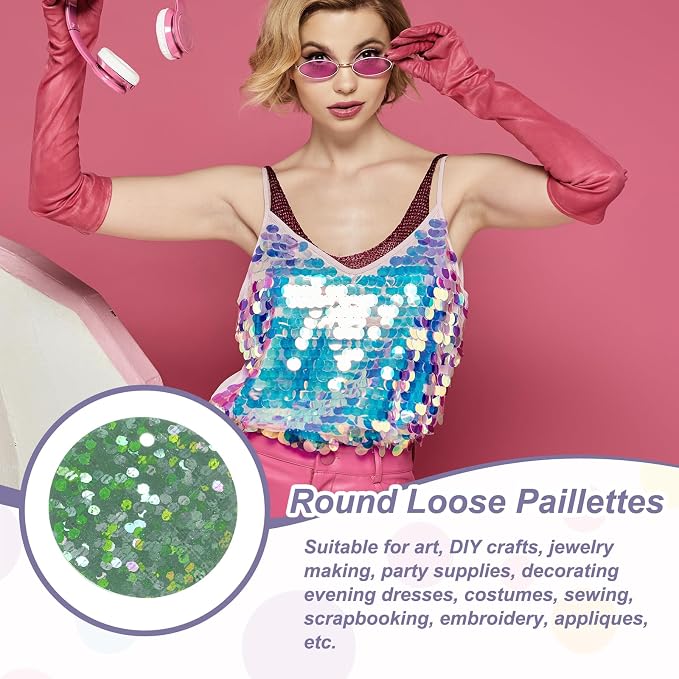 MECCANIXITY 700 Pcs Flat Round Sequins 15mm/0.6 Inch Loose Paillettes Craft