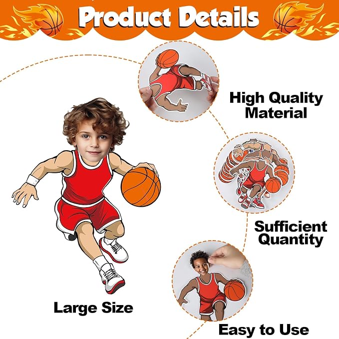 48 Set Basketball Bulletin Board Decors Basketball Players Cutouts Basketballs