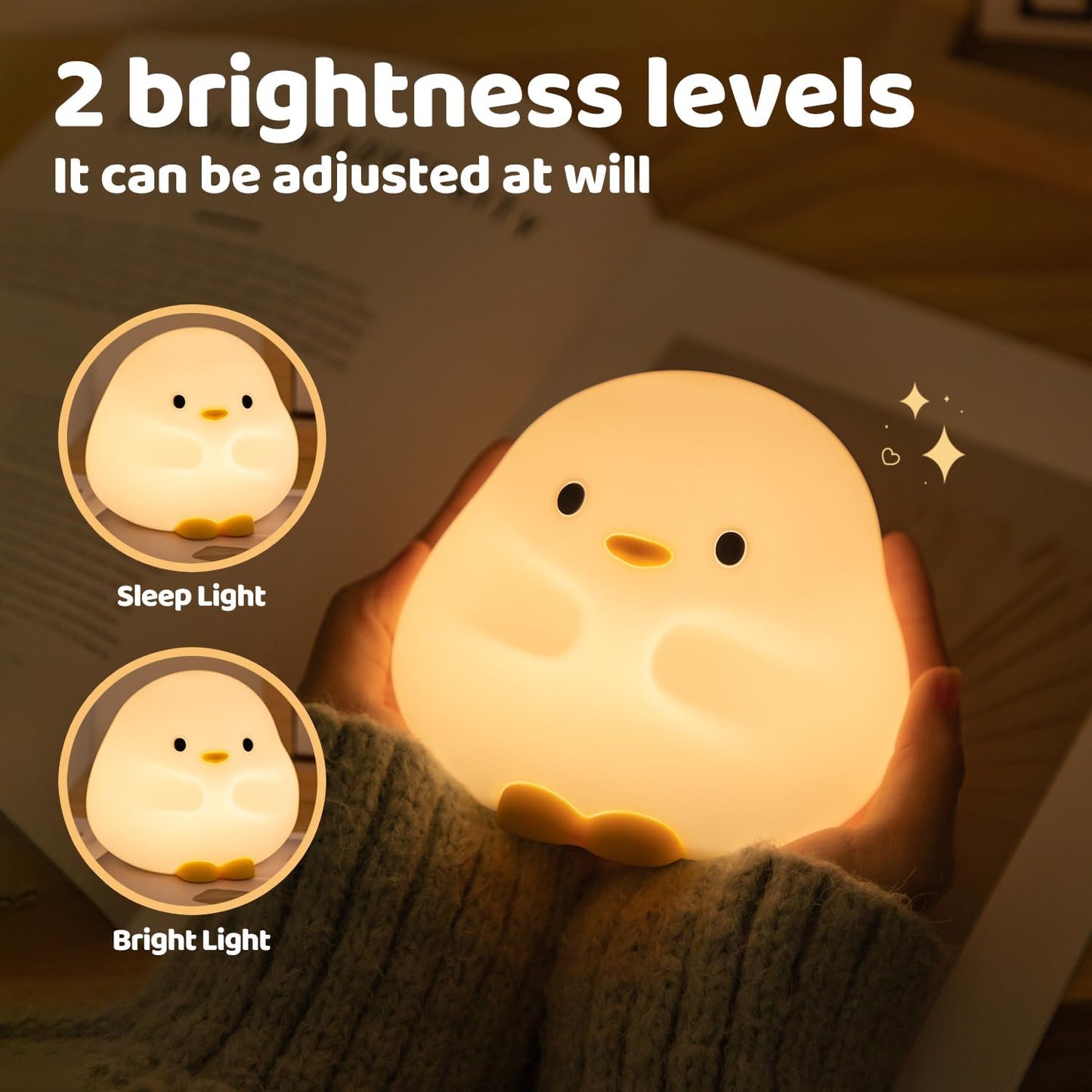 Duck Silicone Night Light for Kids - Color Changing LED Lamp with Soft Touch, USB Rechargeable & Long Battery - Cute Touch Control Duck Light for Kids Room & Birthday Gifts