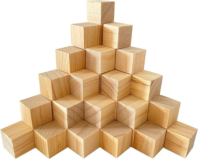 MUXGOA Unfinished Wooden Cubes, 1 Inch Wood Square Blocks