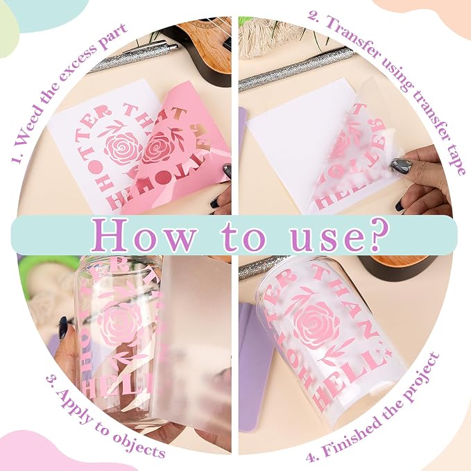 VINYL FROG Pastel Adhesive Vinyl Bundle -14 Sheets 12 Boho Permanent Vinyl +2