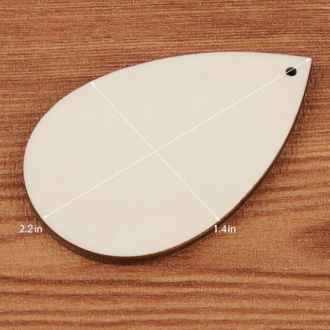 100 Pieces Unfinished Blank Wood Teardrop Earring Pendant
