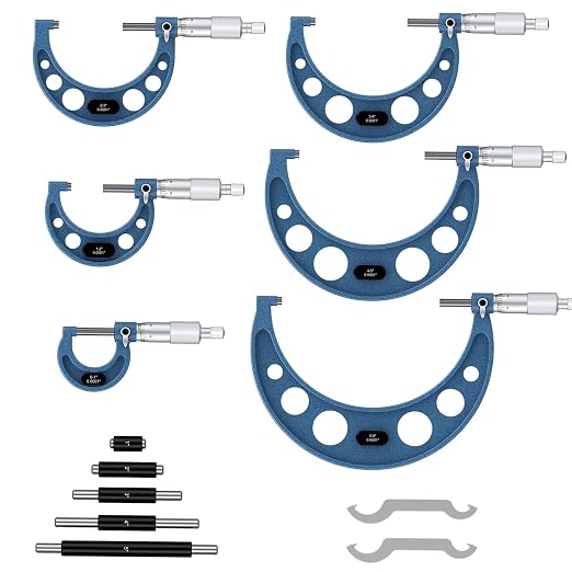 HDLNKAK 0-6 inch Outer Diameter Micrometer Set, 6-Piece high-Precision