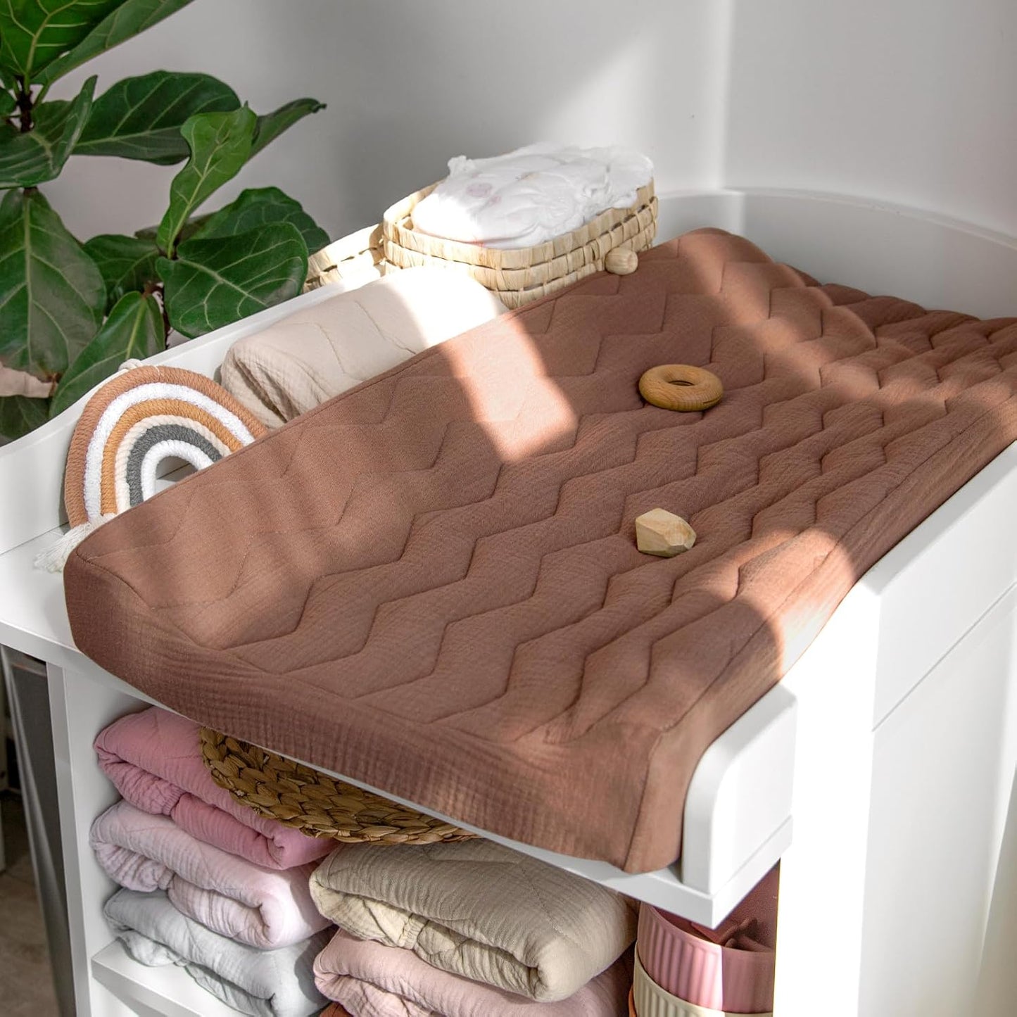 lulumoon Muslin Changing Pad Cover: Baby Cotton Quilted Changing Table Cover - Soft Changing Pad Sheets for Boys Girls