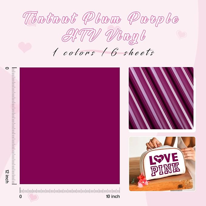 Tintnut Plum Purple Heat Transfer Vinyl, easy cut & weed, stretch washable