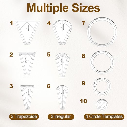 10 Pcs Quilting Templates, Reusable Acrylic Quilting Rulers Set