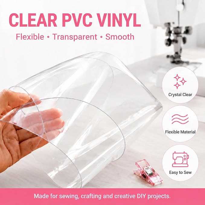 SHISU Clear Vinyl Fabric 0.3mm Thin Roll, Waterproof PVC Sheet | Flexible clear