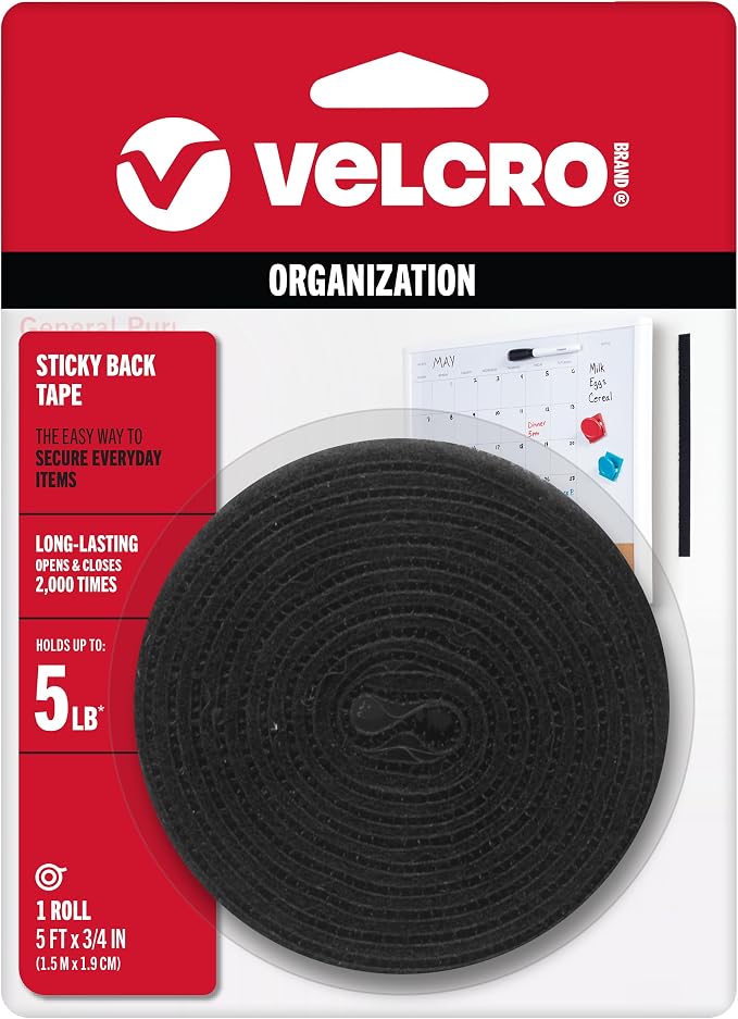 VELCRO Brand 5 Ft x 3/4 In | Black Tape Roll