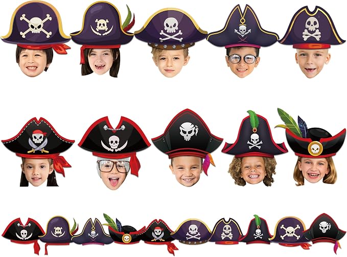 gisgfim 80Pcs Pirate Cutouts Adventure Decorations Bulletin Board Skull Hat