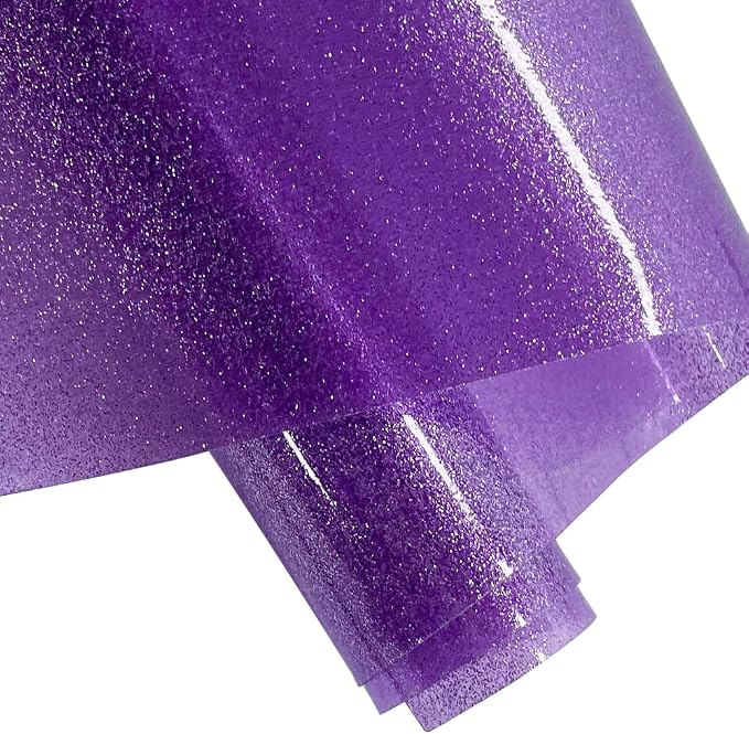 ONEART | Light Purple Transparent Glitter Vinyl Roll, 0.7 mm Solid Clear PVC