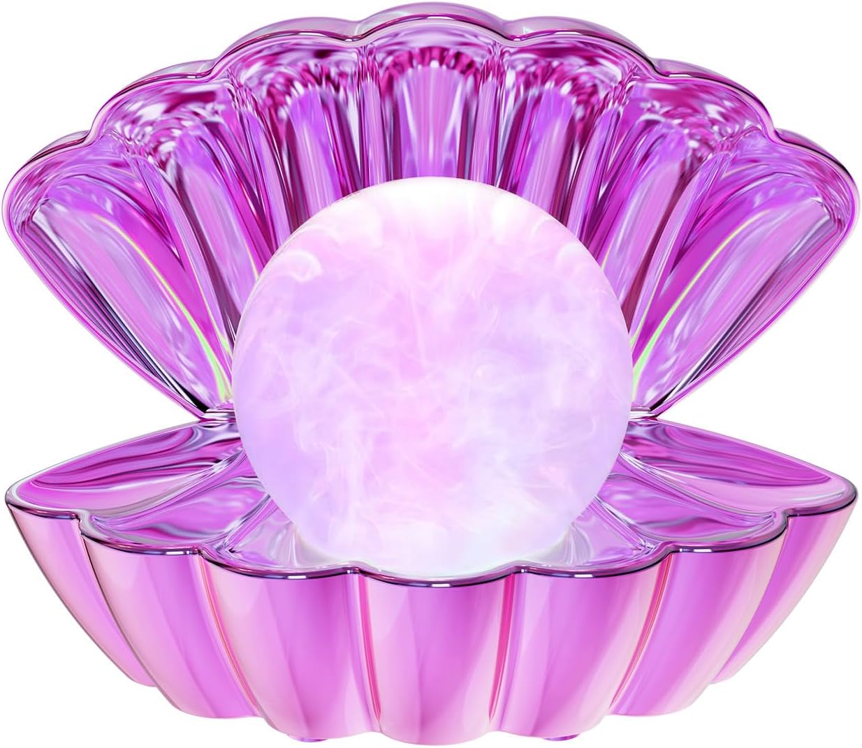 Shell Pearl Beach Themed Night Light, RGB 8 Colors Changing Mood Shell Pearl Lamps, Bedside LED Clamshell Portable Night Lights for Bar (Electroplating Purple)