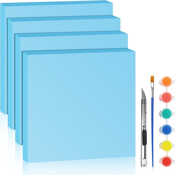 LuckyFoam Blue 4 Pack 12x12x1 inch Foam Sheets 1 Inch Thick | Polystyrene