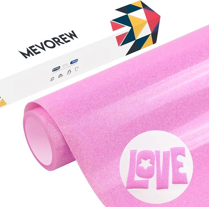 Glitter Puff Vinyl Heat Transfer, Neon Pink Puff HTV Iron on Vinyl 12" x5ft |