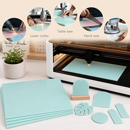 Macaron Pastel Cast Acrylic Sheets 12x12 1/8" | Dual finish matte & glossy cast