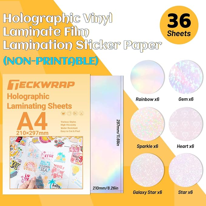TECKWRAP Holographic Sticker Paper Laminating Sheets