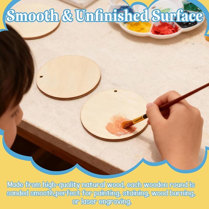 FSWCCK 100 PCS 3 Inch Wood Circles
