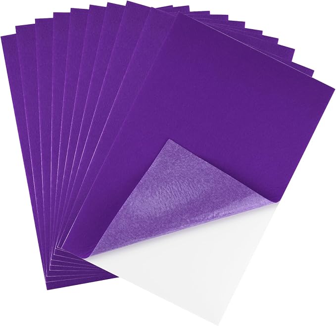 CHRORINE 10 Pcs Purple Felt Fabric Sheets Self Adhesive Felt Sheets 8 x 12
