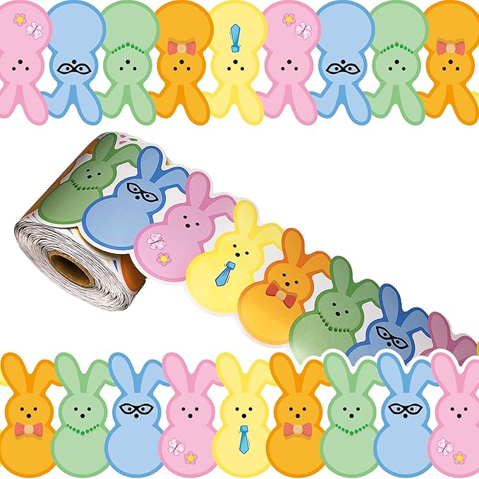 69 Feet Easter Bunny Bulletin Board Border Colorful Rabbit Die Cut Trim Border