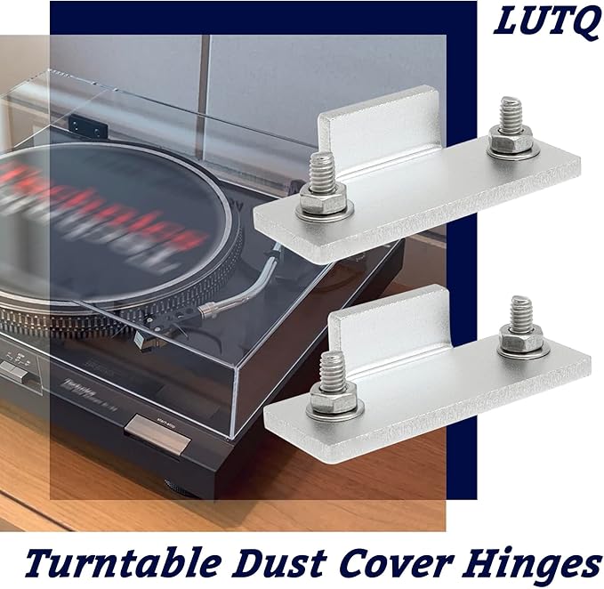 Turntable Dust Cover Hinges - Repair Tabs and Hinge Brackets for Technics SL-D2 3200 B2 Q2 D3 - Includes 2-Brackets, 4-Screws, 4-Washers, and 4-Nuts - Easy Installation for Turntable Dust Cover Repair