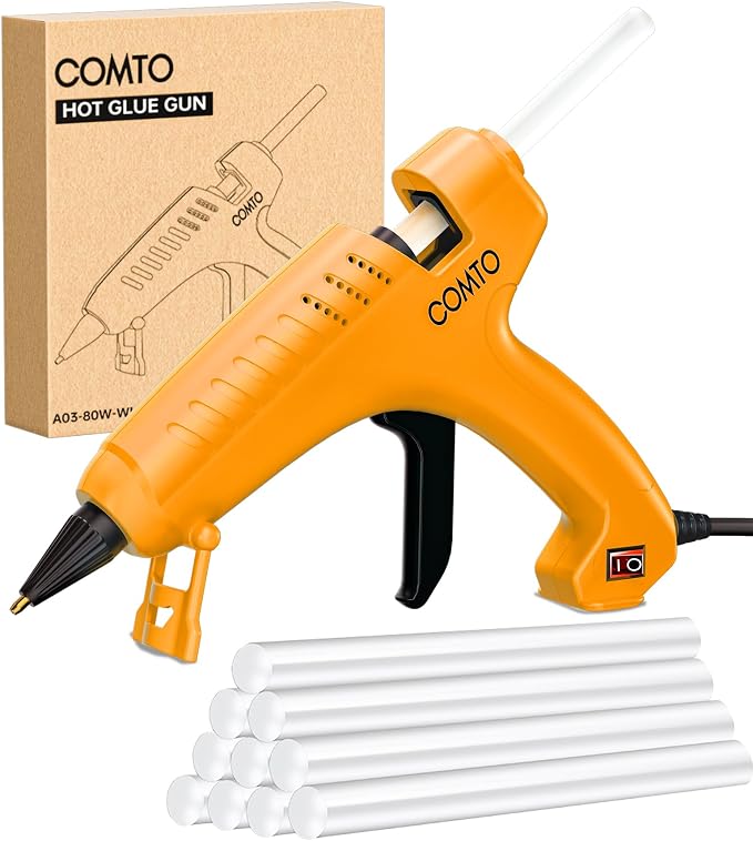 Full Size Hot Glue Gun with 10 Glue Sticks | 80W High-Power Fast Heating