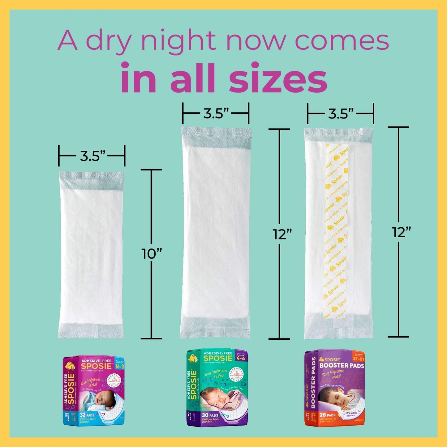 Sposie Diaper Booster Pads | Stop Leaks in Baby Overnight, Nighttime Diapers | Disposable Toddler Training Underwear Girls & Boys | Adhesive Diaper Pad | 84 Count (Pack of 1)
