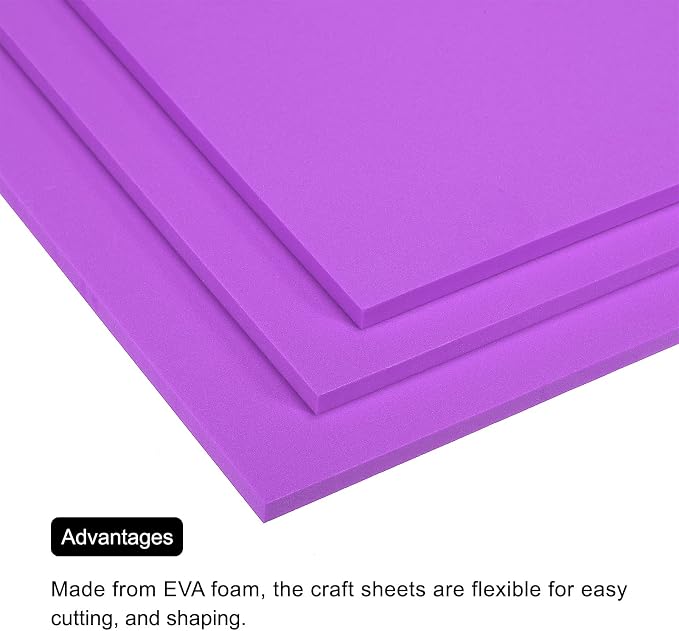 MECCANIXITY EVA Foam Sheets Purple 9.8 Inch x 9.8 Inch 7mm Thick Crafts Foam