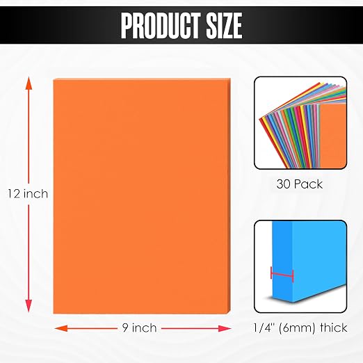 Foam Sheets for Crafts, EVA Foam, 30 Pack 9x12 Inch | Houseables EVA CraFt