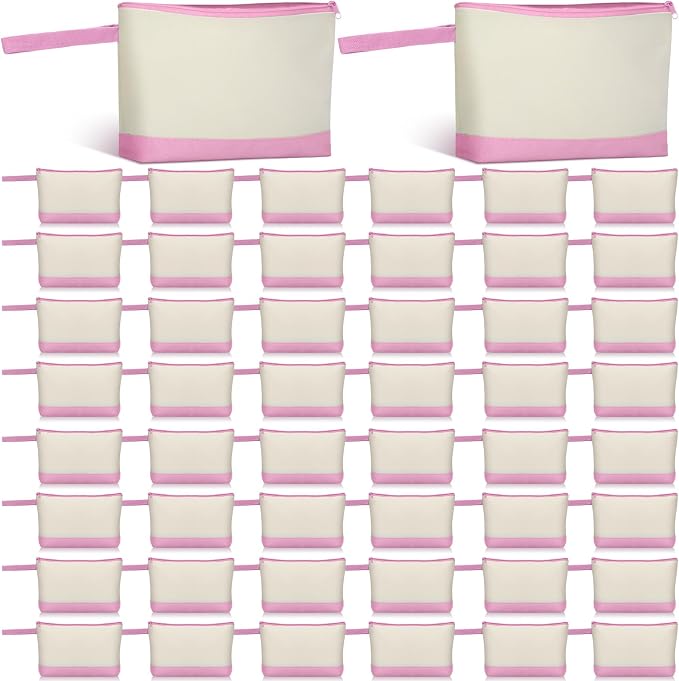 Silkfly 48 Pcs Cotton Canvas Makeup Bags Cosmetic Zipper Bags 10.2 x 5.5 x 2''