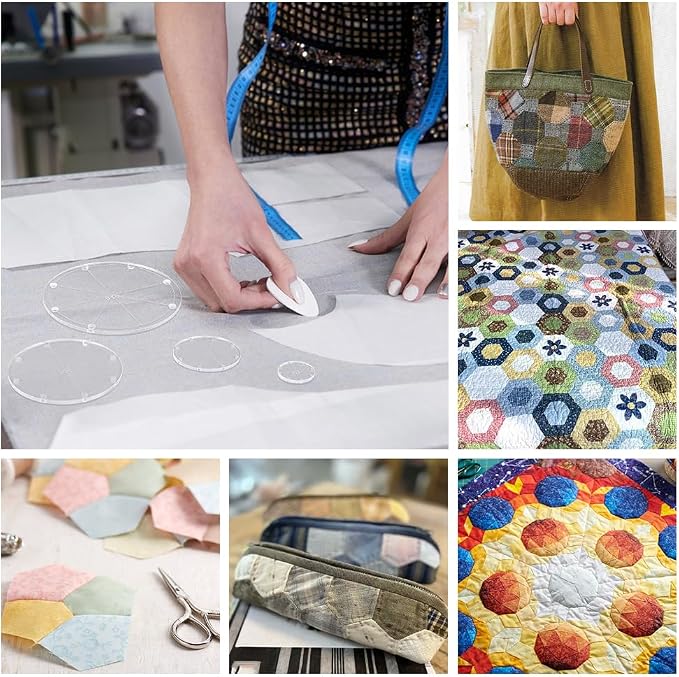 PH PandaHall 8pcs 4 Sizes Circle Template Sewing Rulers Set, 1/2/3/4inch
