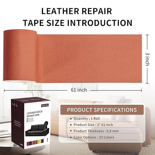 Leather Repair Patch Tape, Car Seat, Vinyl Leather Repair Kit
