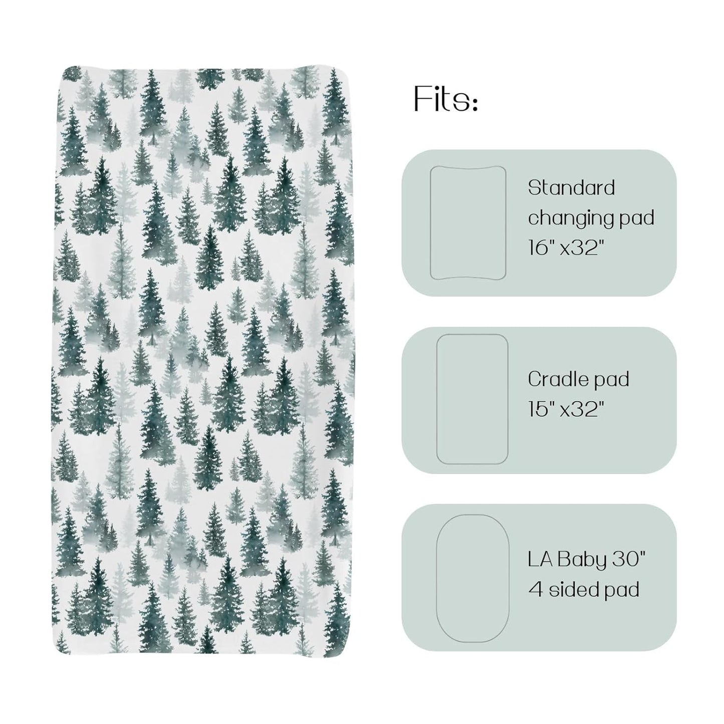 HawSkgFub Watercolor Forest Pine Tree Changing Pad Cover for Baby Girl Boy, Winter Christmas Diaper Change Table Covers, Soft Stretchy Safe Snug Fitted Changing Mat Sheets Fit 32"/34" x 16"