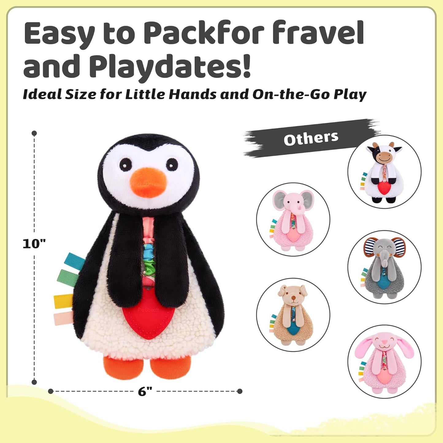 Pro Goleem Penguin Loveys for Babies Girl and Boy, Baby Lovey with Teether, Baby Toys 0 3 6 9 12 Months, Safety Teething Toys for Babies Infant Newborn and Toddler Baby Gifts