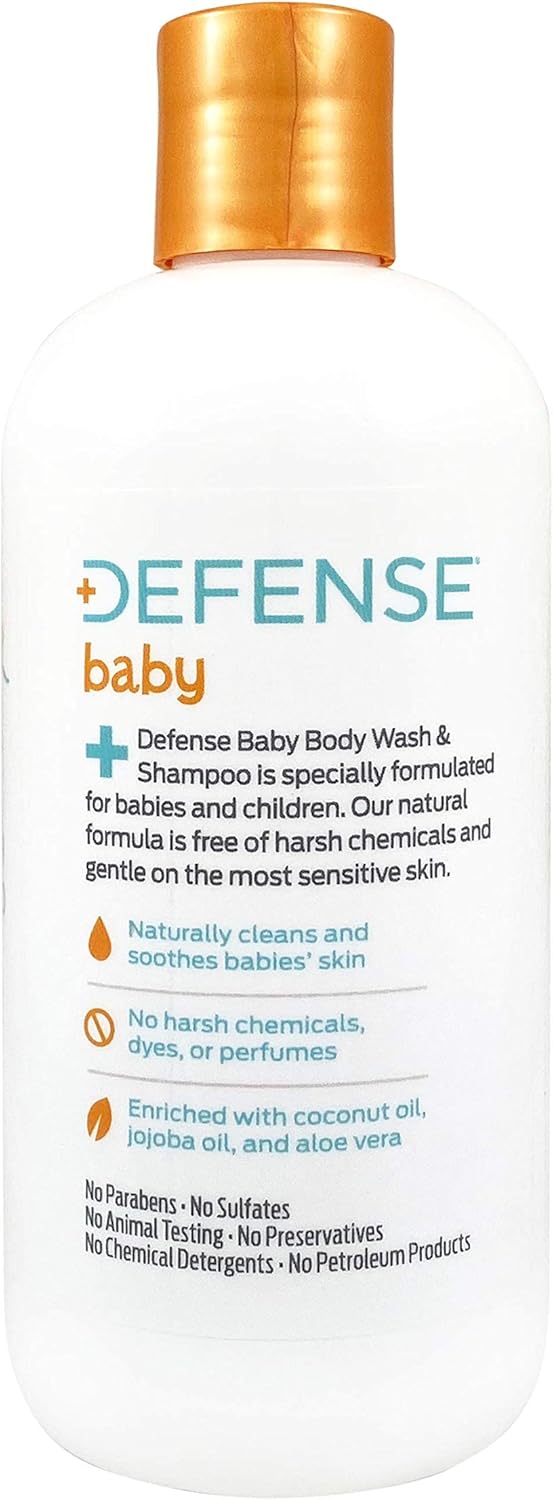 Defense Soap Baby Shampoo and Body Wash with Tea Tree Oil, Coconut Oil, Eucalyptus, Olive Oil & Aloe, 12 Fl Oz (Pack of 2)