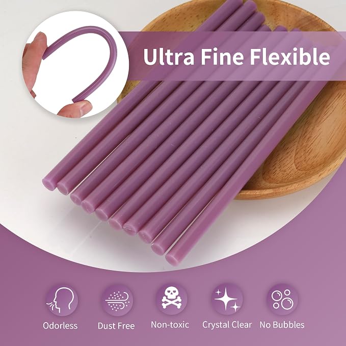 MATUFF light purple Hot Glue Sticks Mini 0.27" x 5.9 inches, Hot Melt Mini Glue