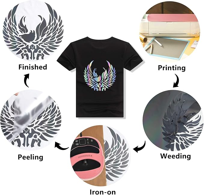 HTVVETUR Reflective HTV Vinyl Rolls Heat Transfer Vinyl