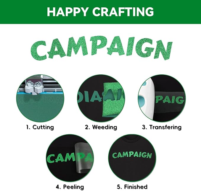 Aoder Green Glitter HTV Heat Transfer Vinyl: 12" x 10FT Green Glitter HTV Iron