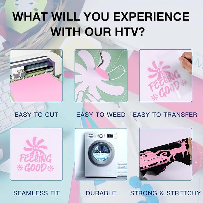 HTVRONT Pink Heat Transfer Vinyl Rolls