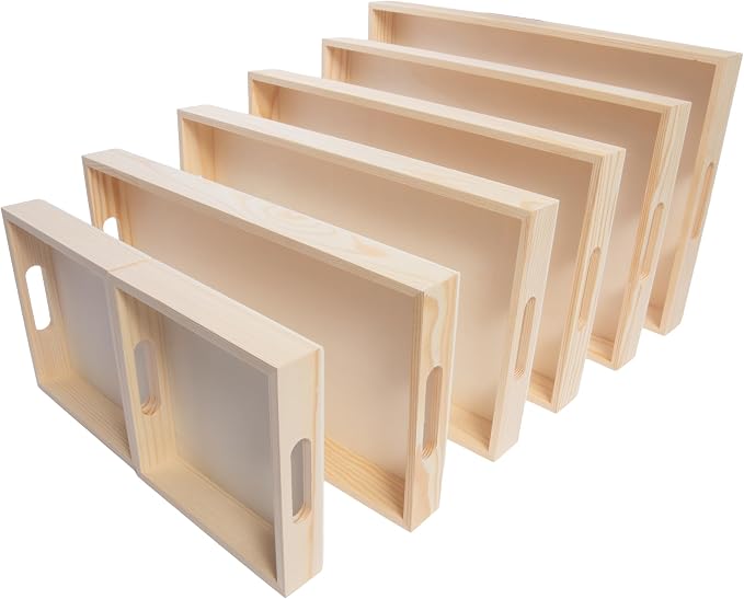 Wooden Nested Serving Trays, Unfinished Rectangle Trays