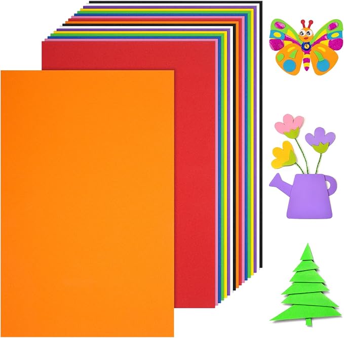 18 Sheets EVA Foam Sheets, 9 Colors 5.5 x 8.5 Inch 2mm Craft Foam | 9 Vibrant
