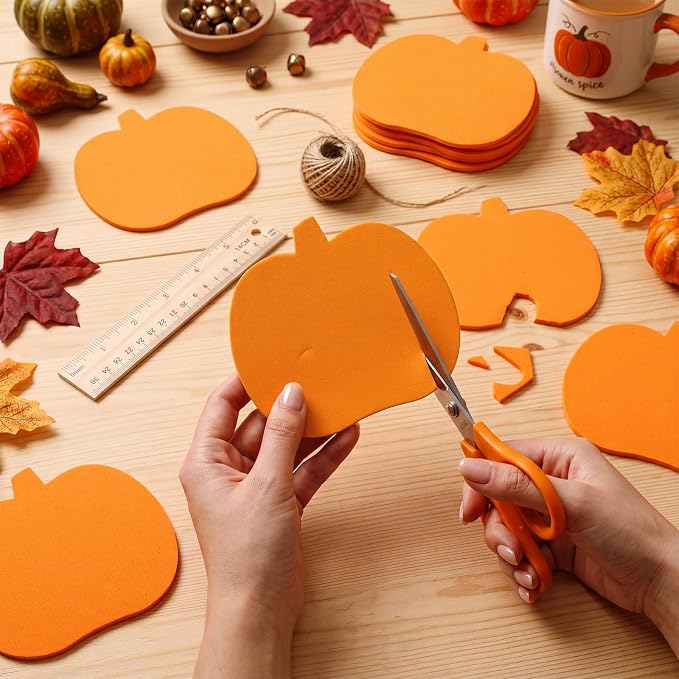 Ireer 48 Pcs Large Foam Pumpkin Cutouts 6 Inch Halloween Crafts Cutouts Fall