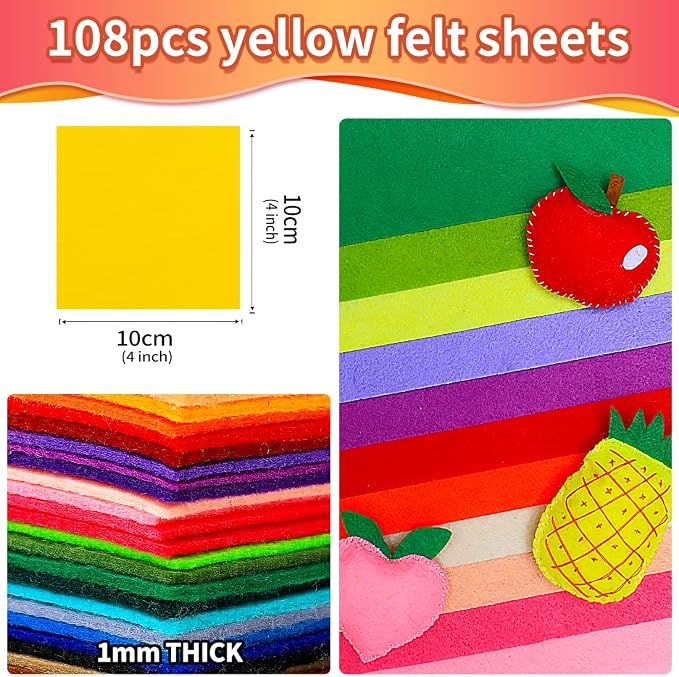 IOOLEEM Yellow Felt Sheets, Pre-Cut Felt Sheet