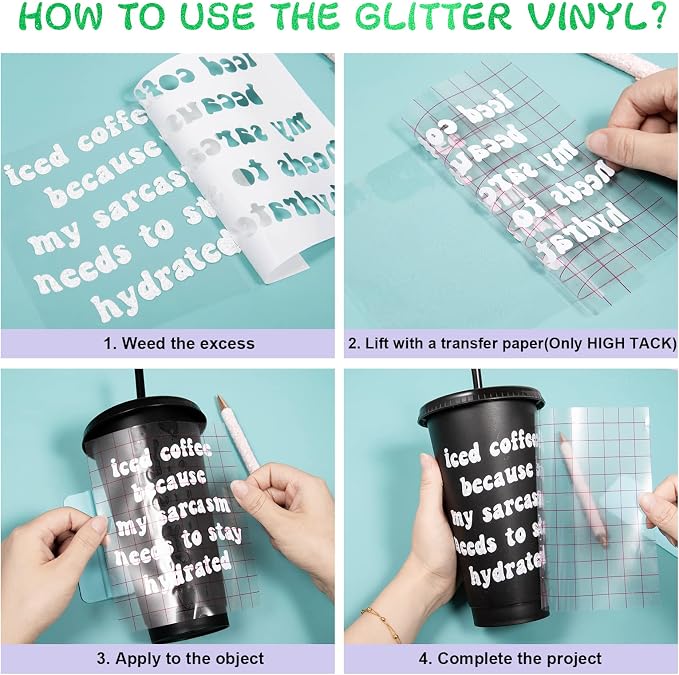 VINYL FROG Shimmer Adhesive Vinyl 12"x60" White Glitter Craft Permanent Vinyl