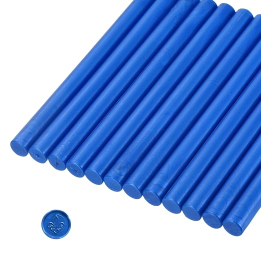 MECCANIXITY 12 Pcs Bright Blue Cylinder Sealing Wax Stick Glue Gun Wax Seal Rod